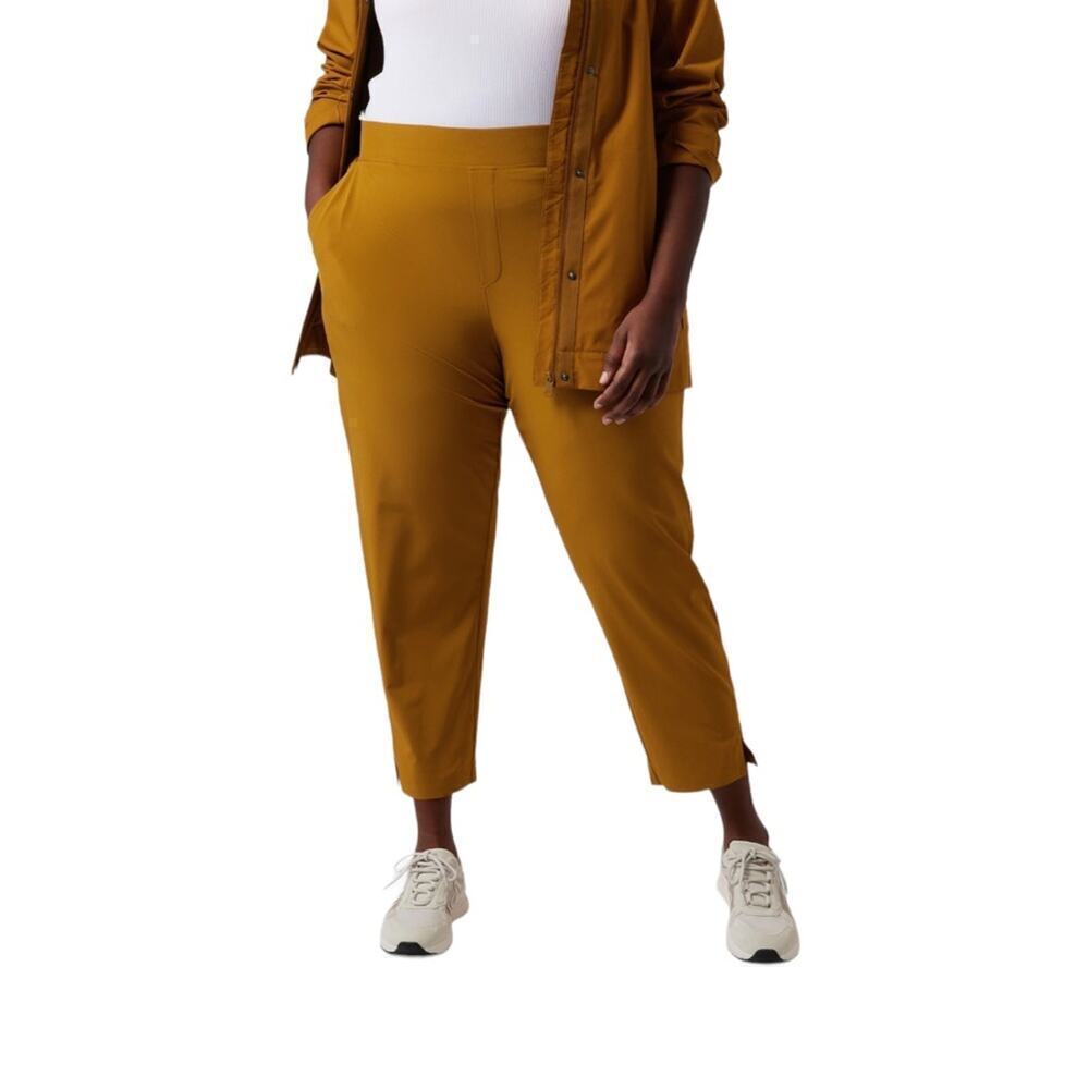 Athleta Brooklyn Ankle Tapered Leg Ribbed Textured Joggers Pant Brass Yellow 16 - Picture 4 of 16